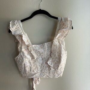 American Eagle Outfitters Eyelet Floral Blouse - Cream